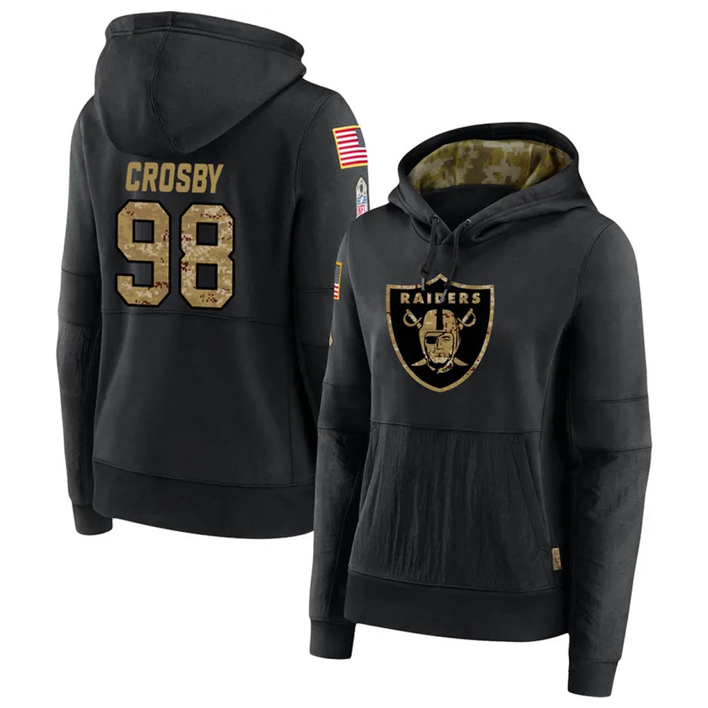 Fenge LV.Raiders #98 Maxx Crosby Player Salute to Service Black Hoodies Stitched Jerseys