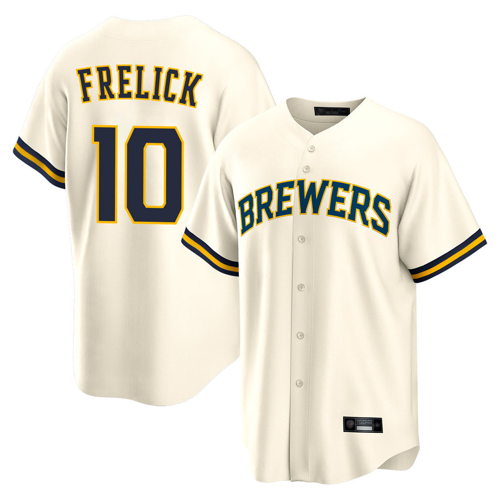 Fenge M.Brewers #10 Sal Frelick Player Cream Home Game Stitched Jerseys