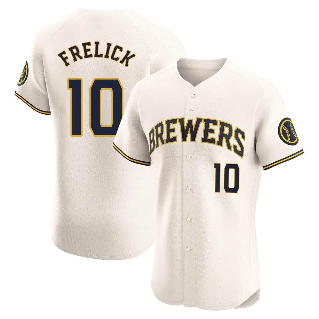 Fenge M.Brewers #10 Sal Frelick Player Cream Home Limited Elite Stitched Jerseys