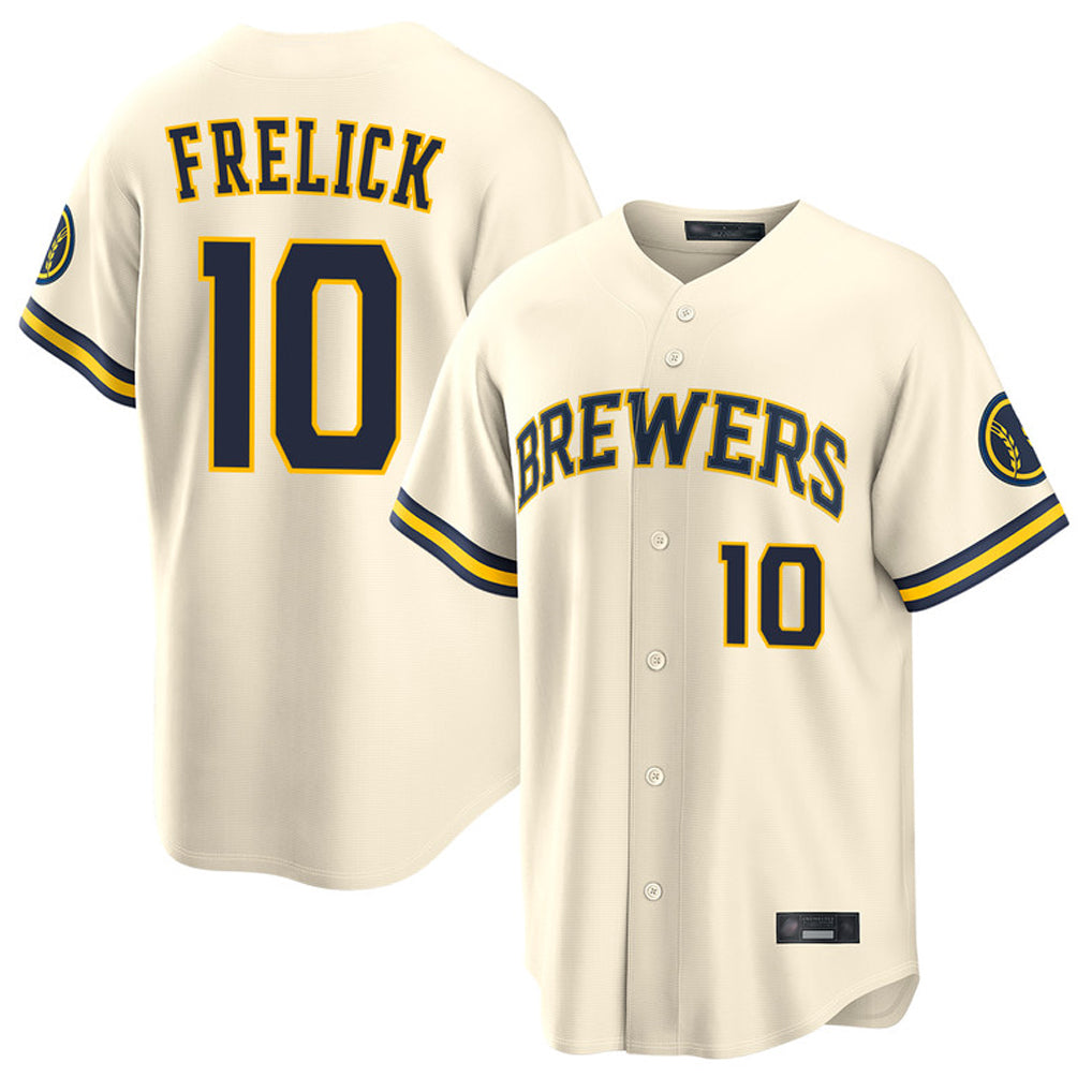 Fenge M.Brewers #10 Sal Frelick Player Cream Home Limited Stitched Jerseys