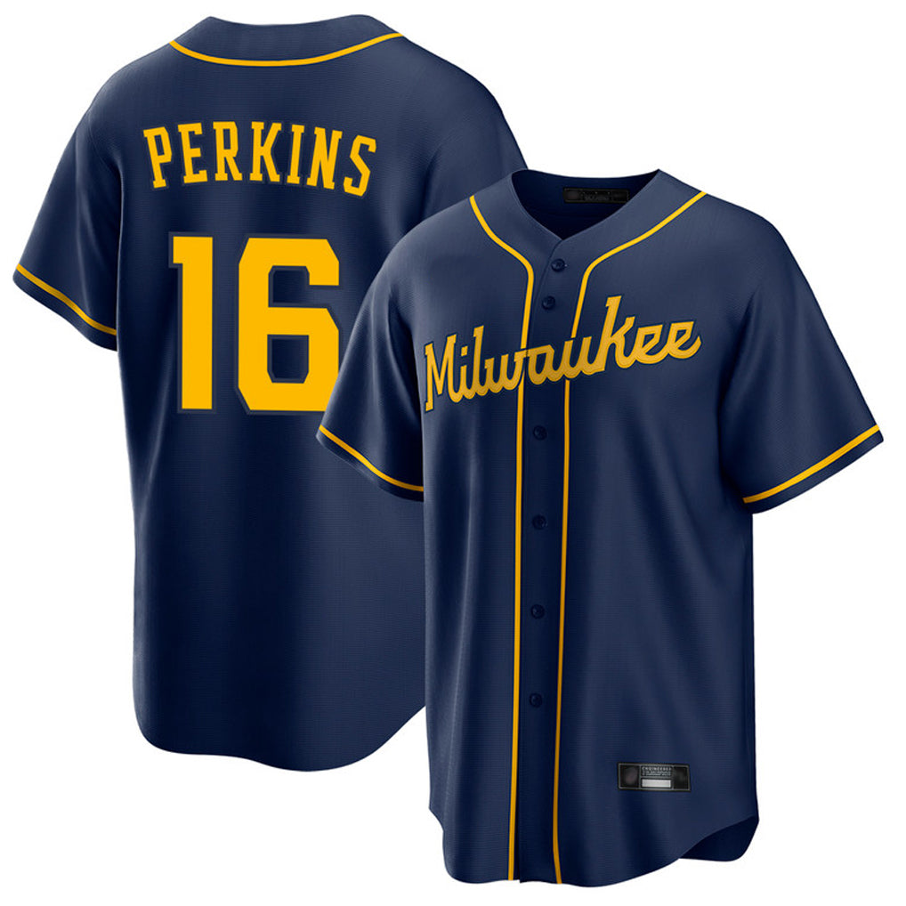 Fenge M.Brewers #16 Blake Perkins Player Navy Home Game Stitched Jerseys