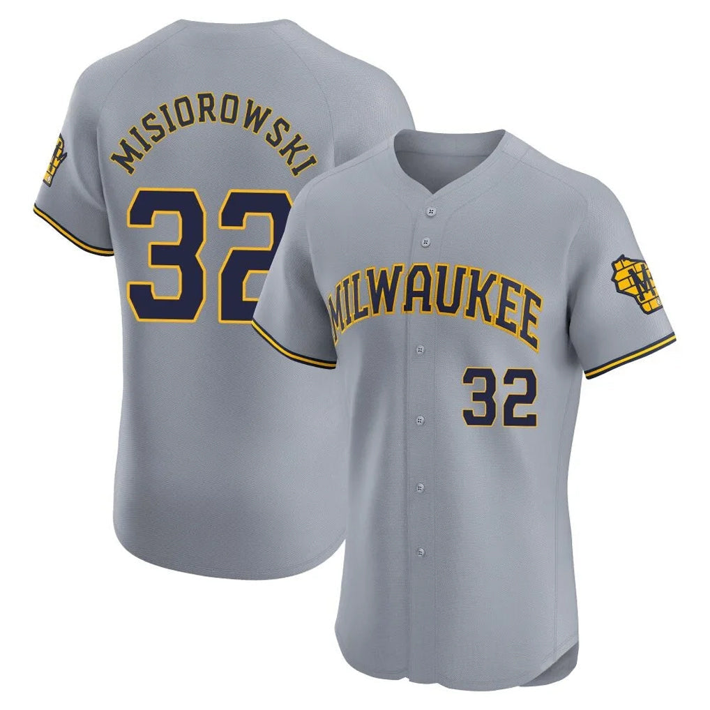 Fenge M.Brewers #32 Jacob Misiorowski Player Gray Home Limited Elite Stitched Jerseys