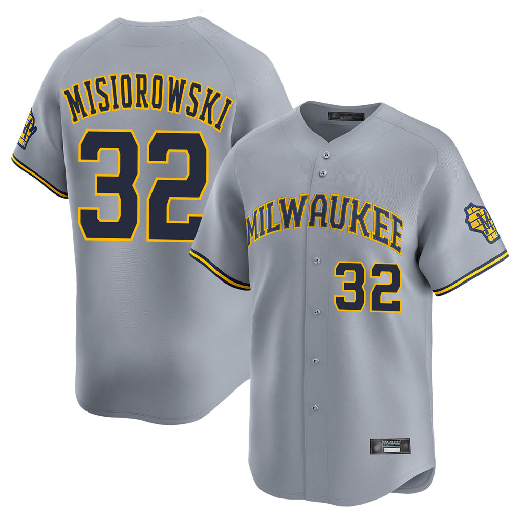 Fenge M.Brewers #32 Jacob Misiorowski Player Gray Home Limited Stitched Jerseys