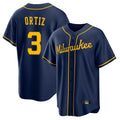 Fenge M.Brewers #3 Joey Ortiz Player Navy Home Game Stitched Jerseys
