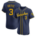 Fenge M.Brewers #3 Joey Ortiz Player Navy Home Limited Elite Stitched Jerseys