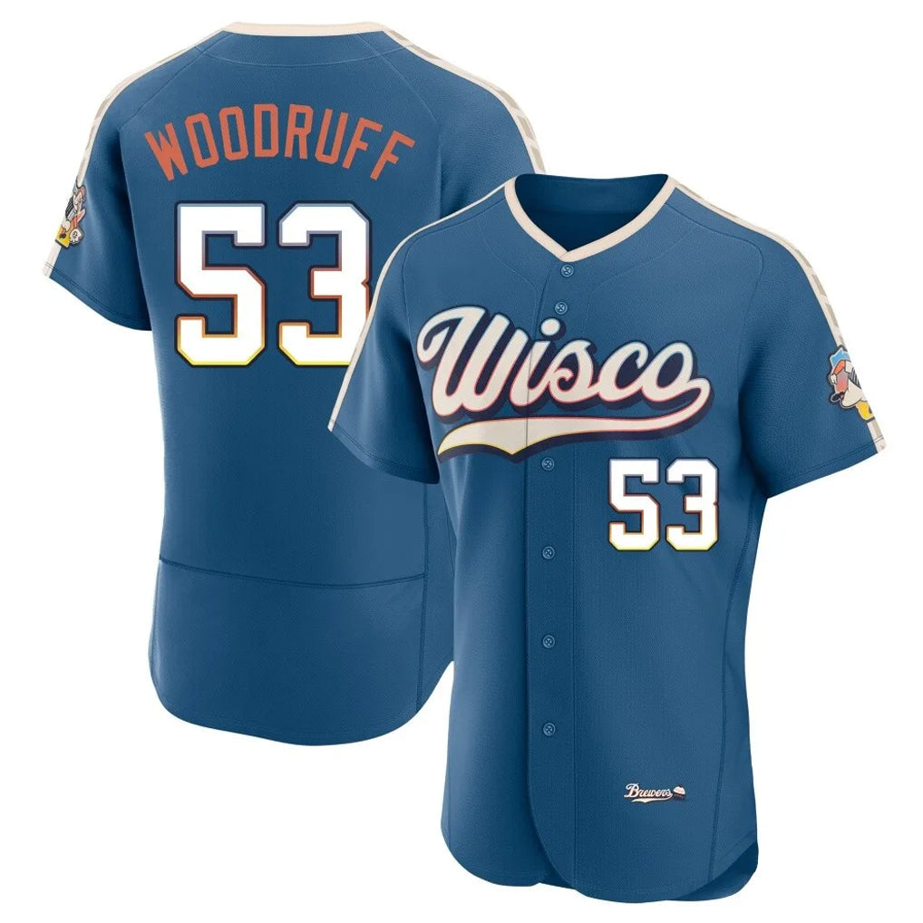 Fenge M.Brewers #53 Brandon Woodruff Player Blue 2026 City Connect Home Limited Elite Stitched Jerseys