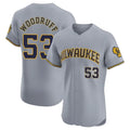 Fenge M.Brewers #53 Brandon Woodruff Player Gray Home Limited Elite Stitched Jerseys