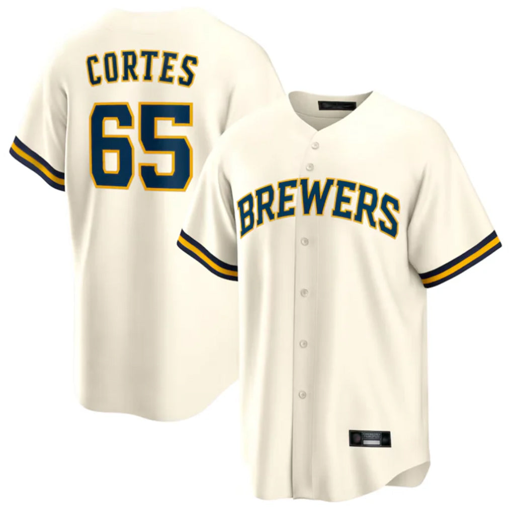 Fenge M.Brewers #65 Nestor Cortes Player Cream Home Game Stitched Jerseys