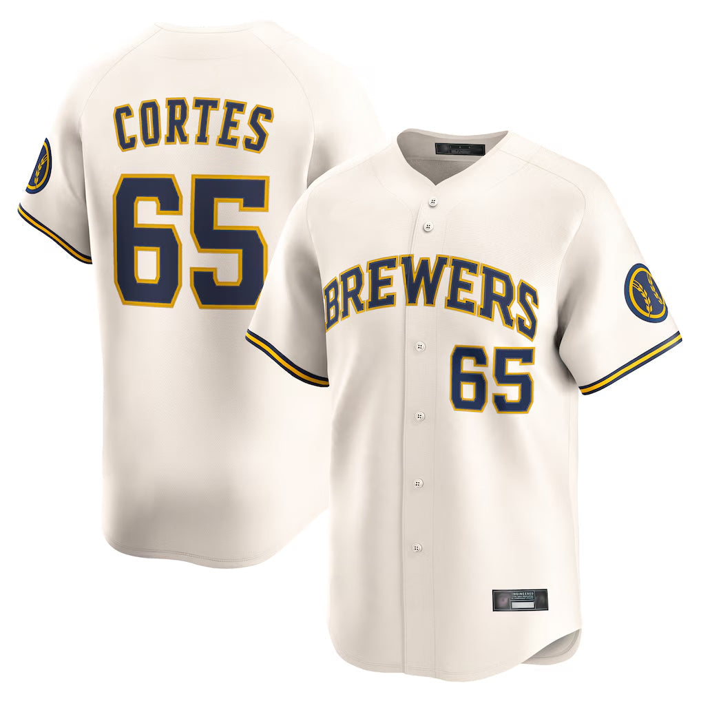 Fenge M.Brewers #65 Nestor Cortes Player Cream Home Limited Game Stitched Jerseys