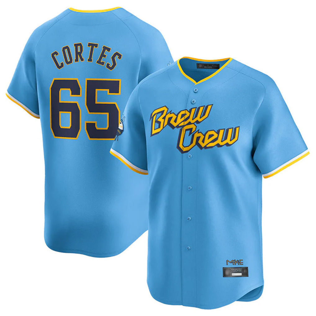 Fenge M.Brewers #65 Nestor Cortes Player Light Blue City Connect Home Limited Stitched Jerseys