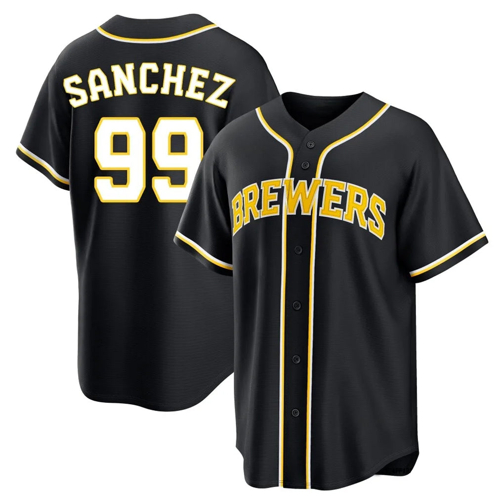 Fenge M.Brewers #99 Gary Sanchez Player Black Fashion Out Home Game Stitched Jerseys