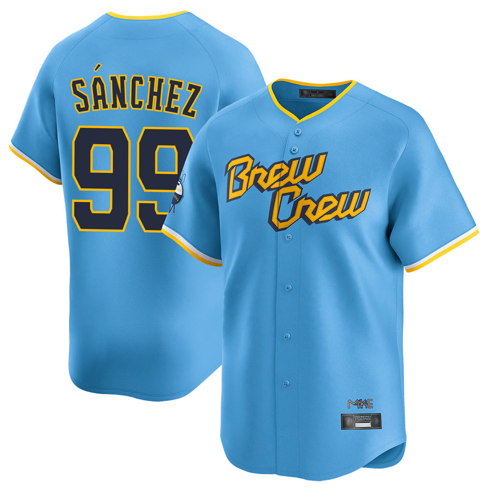 Fenge M.Brewers #99 Gary Sanchez Player Light Blue City Connect Home Limited Stitched Jerseys