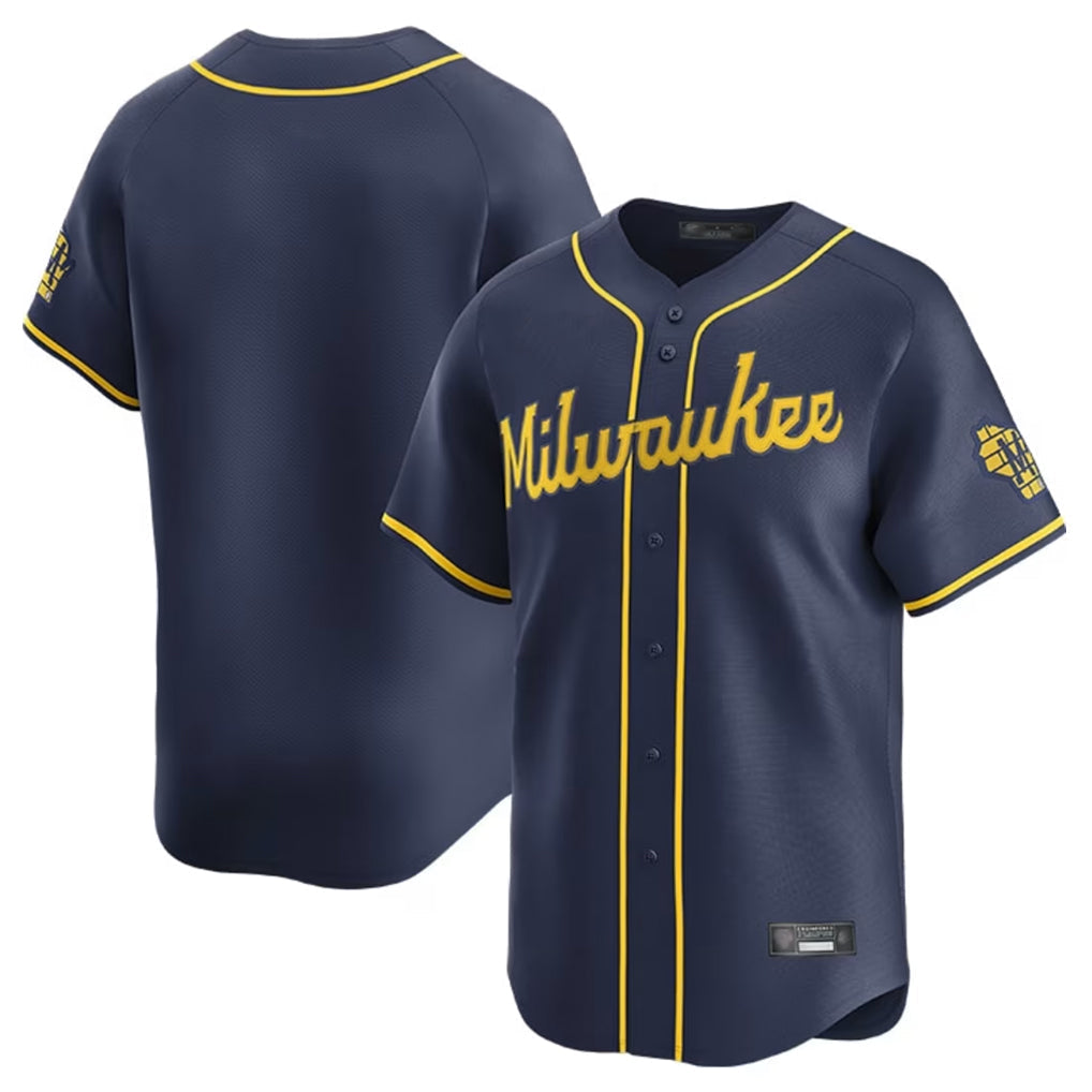 Fenge M.Brewers Blank Player Navy Home Limited Stitched Jerseys