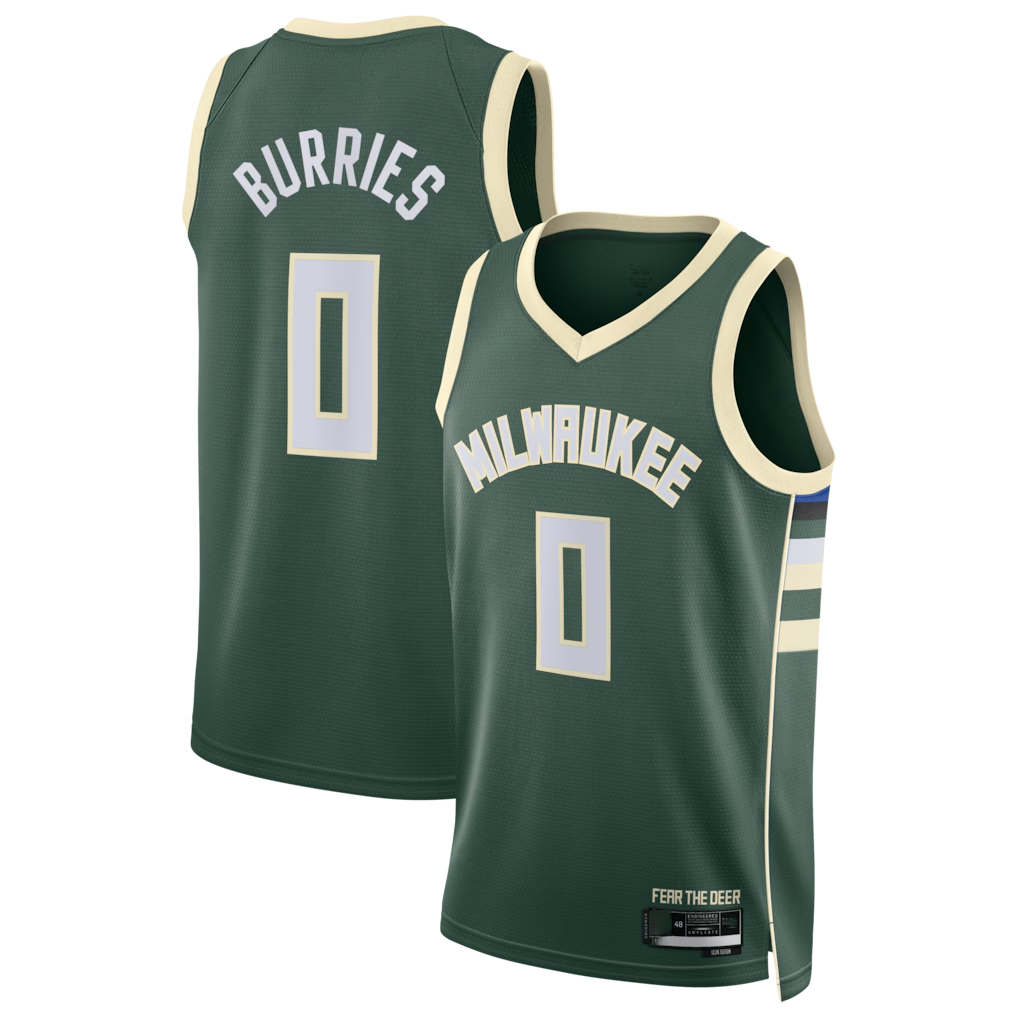 Fenge M.Bucks #0 Brayden Burries Hunter Green Swingman Jerseys - Icon Edition