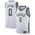 Fenge M.Bucks #0 Damian Lillard White Swingman Player Jerseys - Association Edition