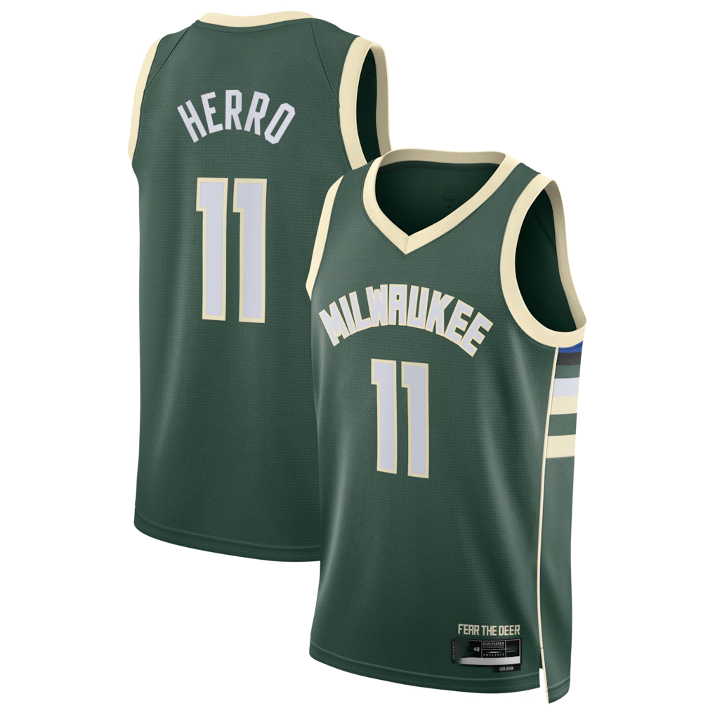 Fenge M.Bucks #11 Tyler Herro Hunter Green Swingman Jerseys - Icon Edition