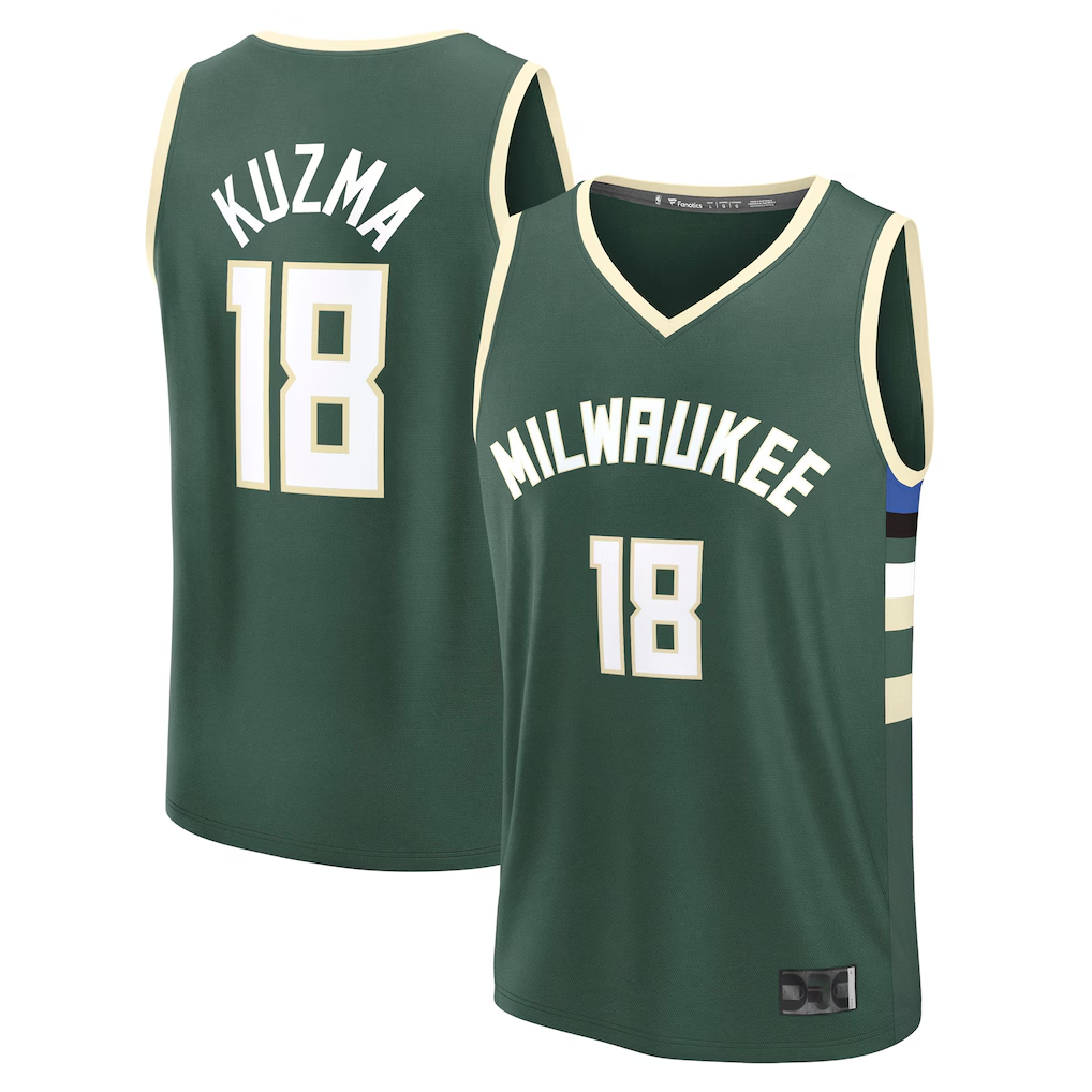 Fenge M.Bucks #18 Kyle Kuzma Hunter Green Fast Break Replica Player Jerseys - Icon Edition