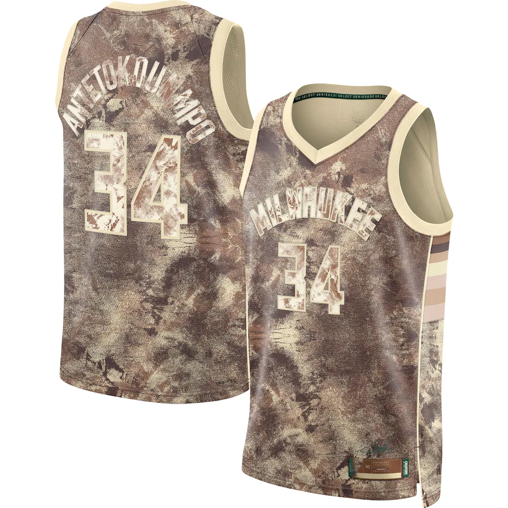 Fenge M.Bucks #34 Giannis Antetokounmpo Brown Select Series Swingman Jerseys