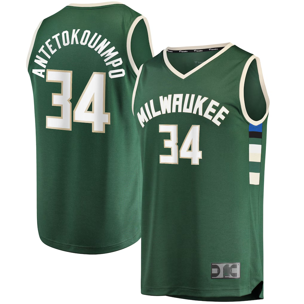 Fenge M.Bucks #34 Giannis Antetokounmpo Hunter Green Big & Tall Fast Break Player Jerseys - Icon Edition