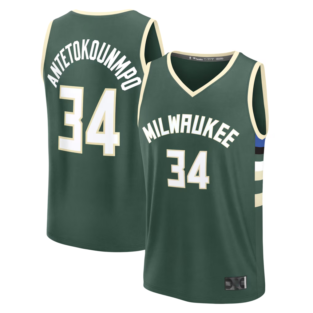 Fenge M.Bucks #34 Giannis Antetokounmpo Hunter Green Fast Break Replica Player Jerseys - Icon Edition