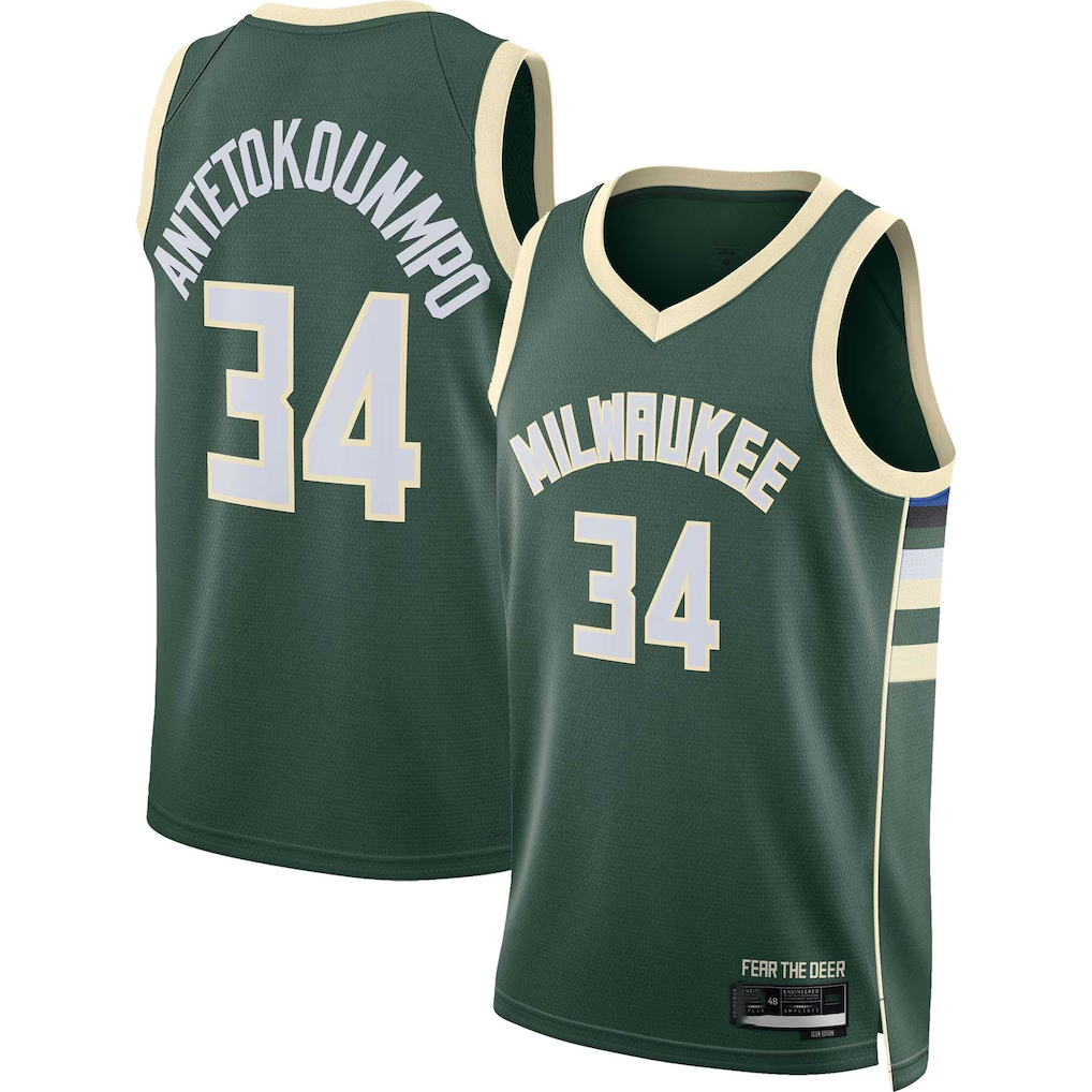 Fenge M.Bucks #34 Giannis Antetokounmpo Hunter Green Swingman Jerseys - Icon Edition