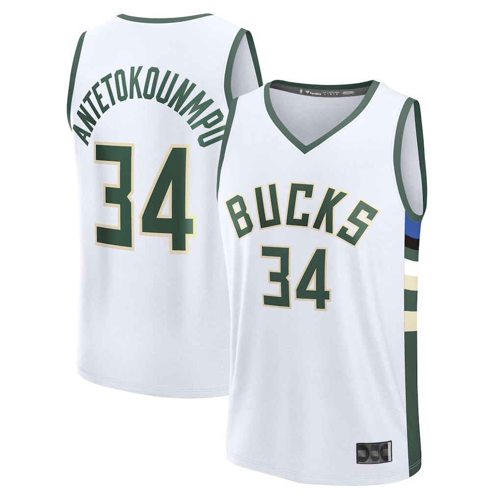 Fenge M.Bucks #34 Giannis Antetokounmpo White Fast Break Replica Player Jerseys - Association Edition