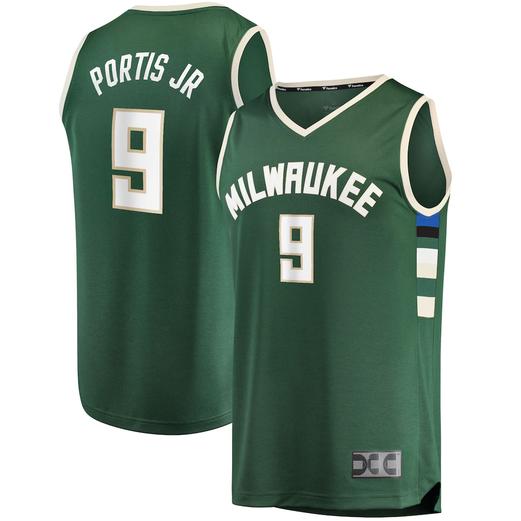 Fenge M.Bucks #9 Bobby Portis Green Fast Break Replica Jerseys - Icon Edition