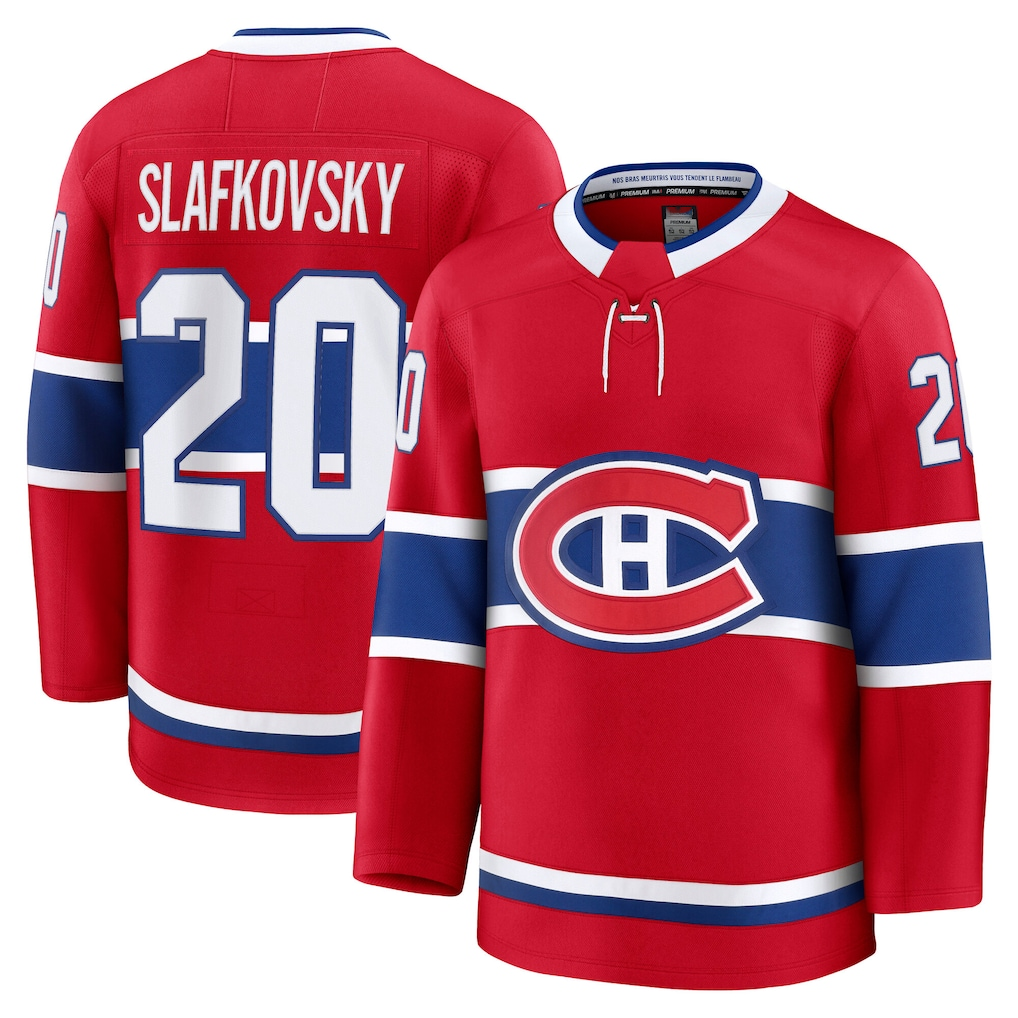 Fenge M.Canadiens #20 Juraj Slafkovsky Red Premium Jerseys