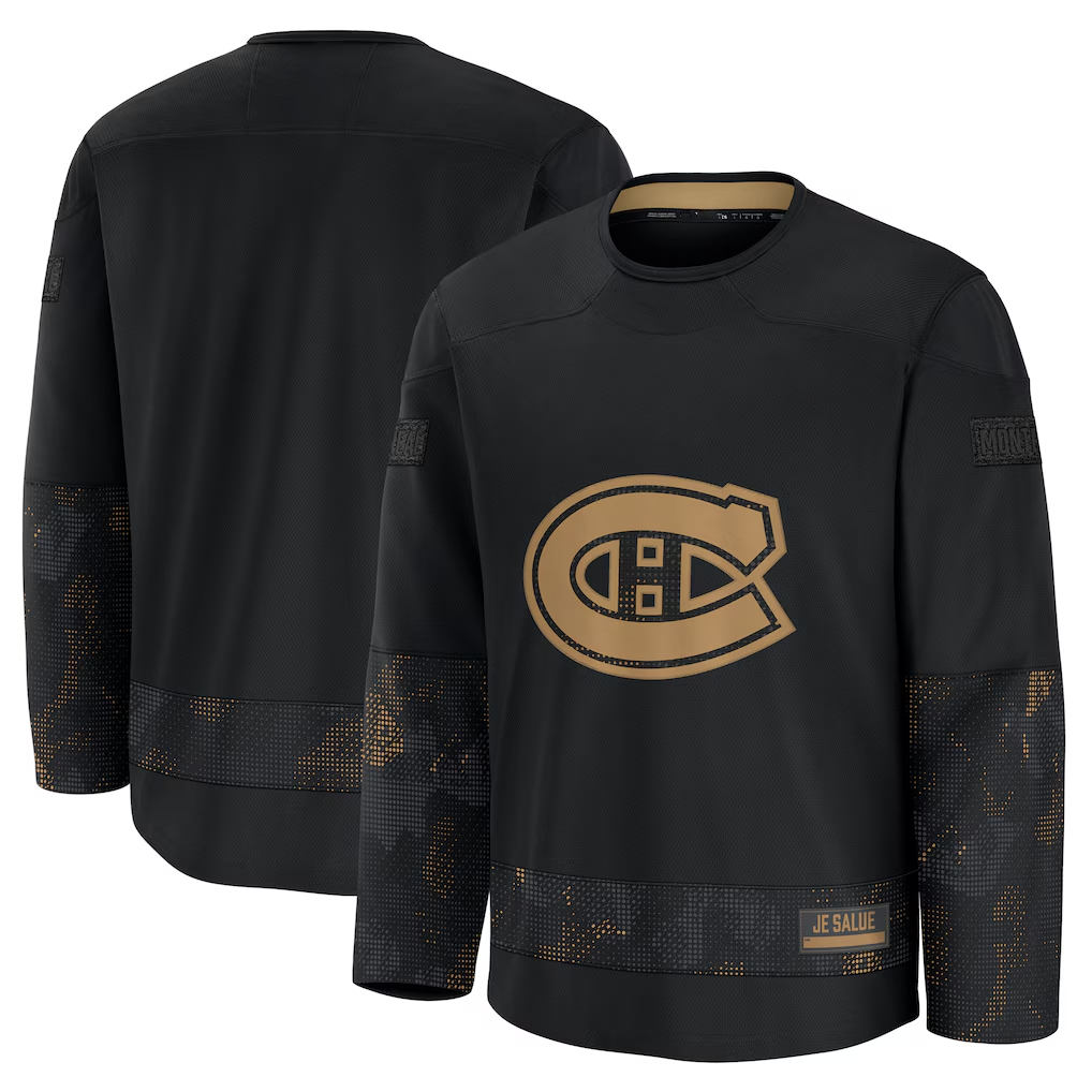 Fenge M.Canadiens Black 2024 Military Appreciation Practice Jerseys