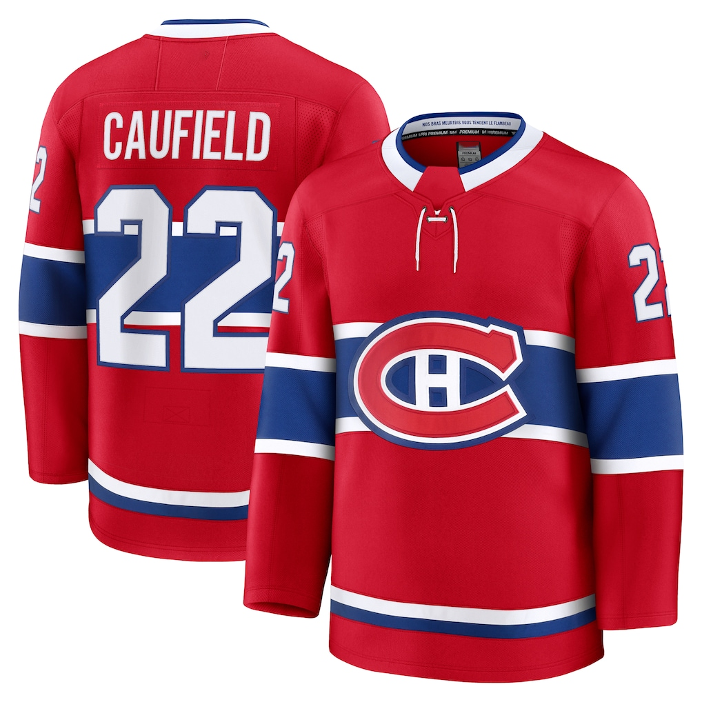 Fenge M.Canadiens #22 Cole Caufield Red Home Premium Jerseys