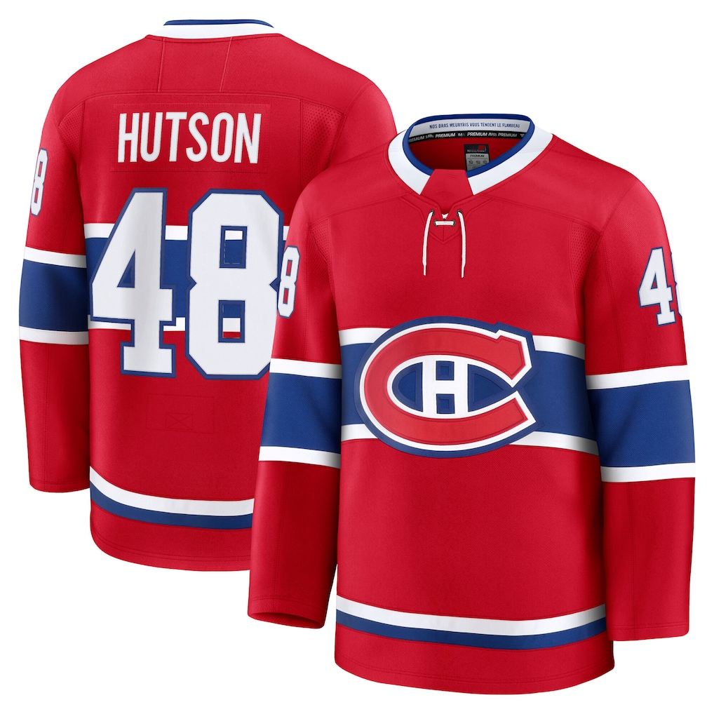 Fenge M.Canadiens #48 Lane Hutson Red Home Premium Jerseys