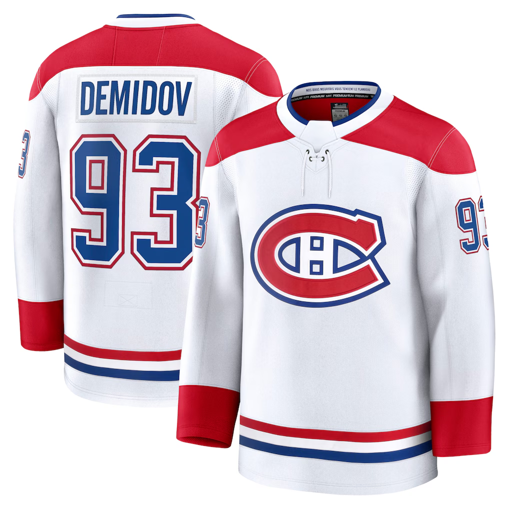 Fenge M.Canadiens #93 Ivan Demidov White Away Premium Jerseys