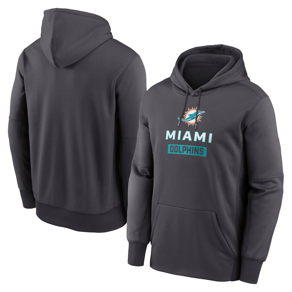 Fenge M.Dolphins Anthracite Pullover Hoodies Limited Blank Player Stitched Jerseys