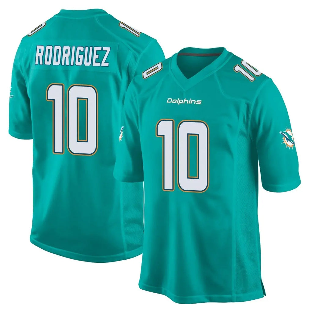 Fenge M.Dolphins #10 Jacob Rodriguez Player Aqua Team Color Home Game Stitched Jerseys