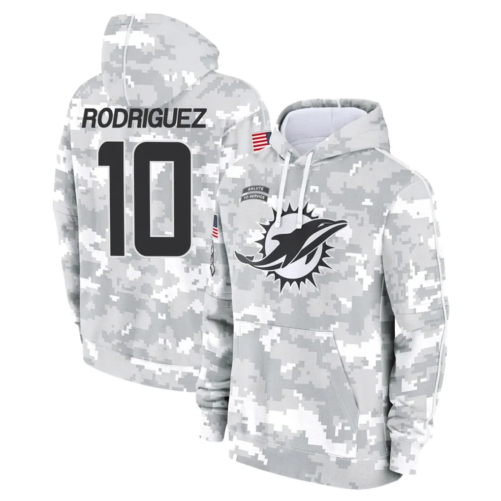 Fenge M.Dolphins #10 Jacob Rodriguez Player Arctic Camo Salute to Service Hoodies Limited Game Stitched Jerseys