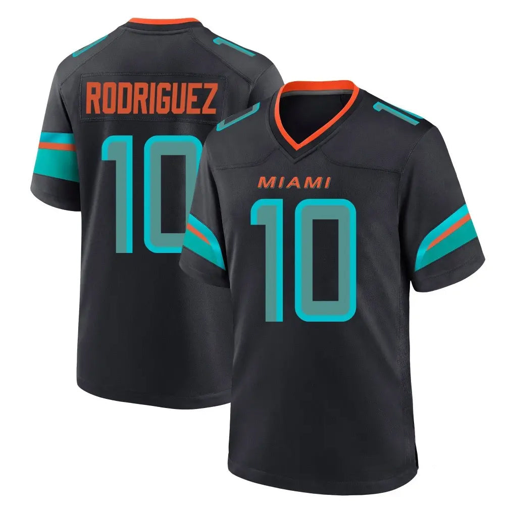 Fenge M.Dolphins #10 Jacob Rodriguez Player Black Pitch Rivalries Collection Home Game Stitched Jerseys