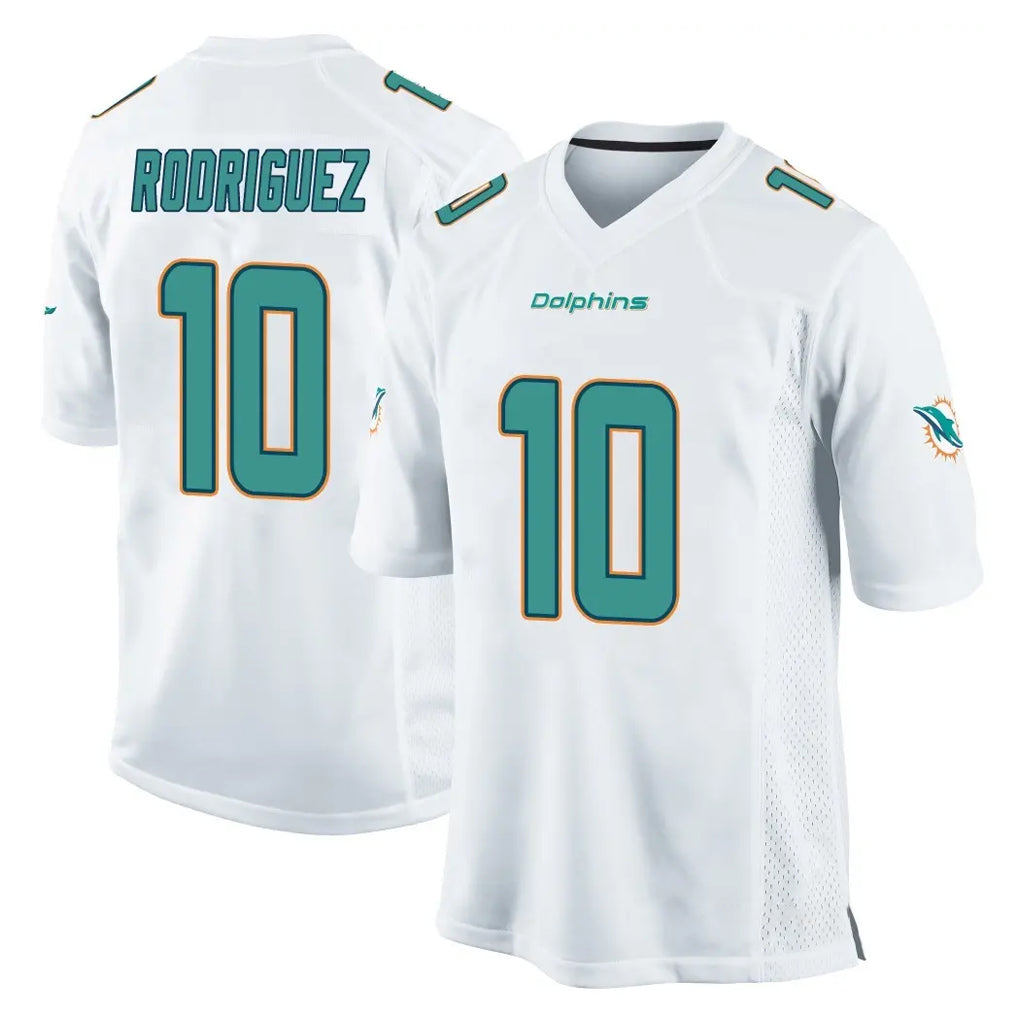 Fenge M.Dolphins #10 Jacob Rodriguez Player White Home Game Stitched Jerseys