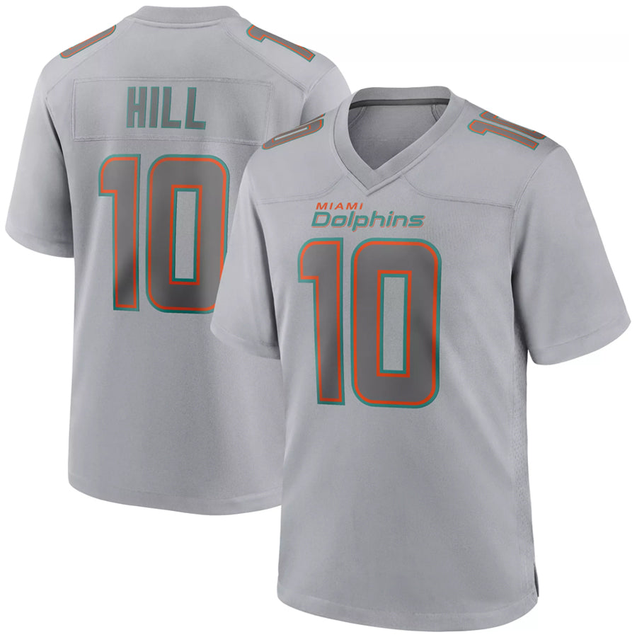 Fenge M.Dolphins #10 Tyreek Hill Player Grey Atmosphere Fashion Stitched Jerseys