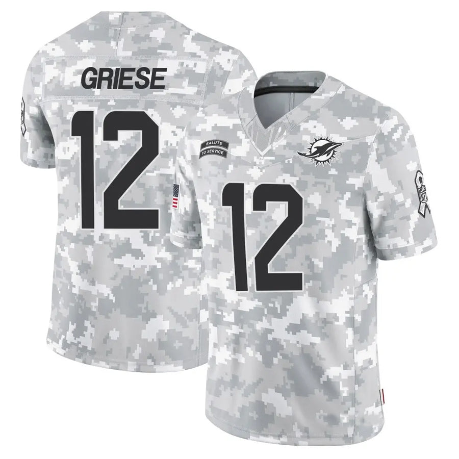 Fenge M.Dolphins #12 Bob Griese Player Arctic Camo Salute to Service Limited Stitched Jerseys