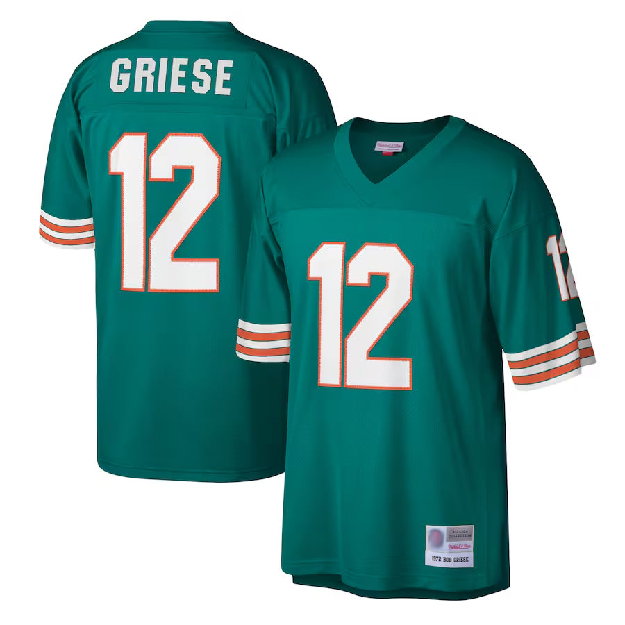 Fenge M.Dolphins #12 Bob Griese Player Mitchell & Ness Aqua Legacy Replica Stitched Jerseys