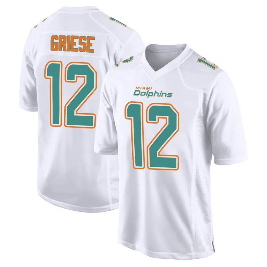 Fenge M.Dolphins #12 Bob Griese Player White Fashion Game Stitched Jerseys