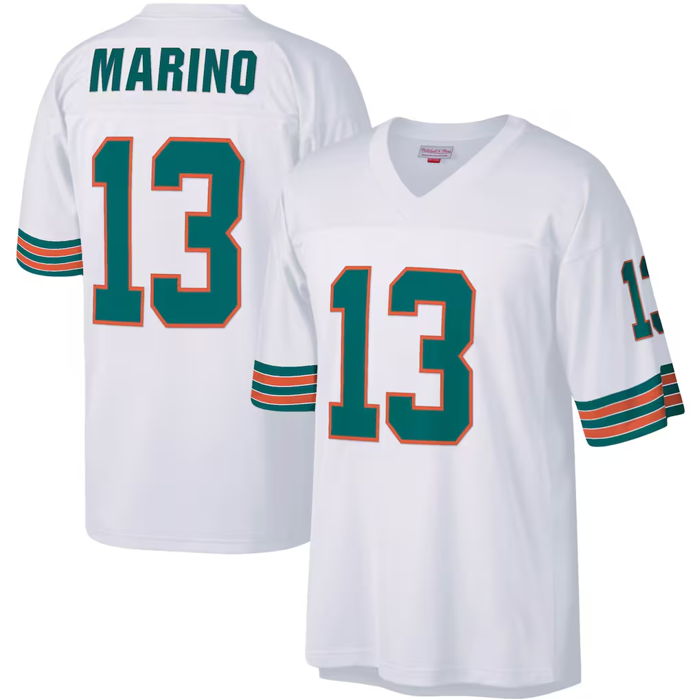 Fenge M.Dolphins #13 Dan Marino Mitchell & Ness White Big & Tall 1984 Retired Player Replica Stitched Jerseys