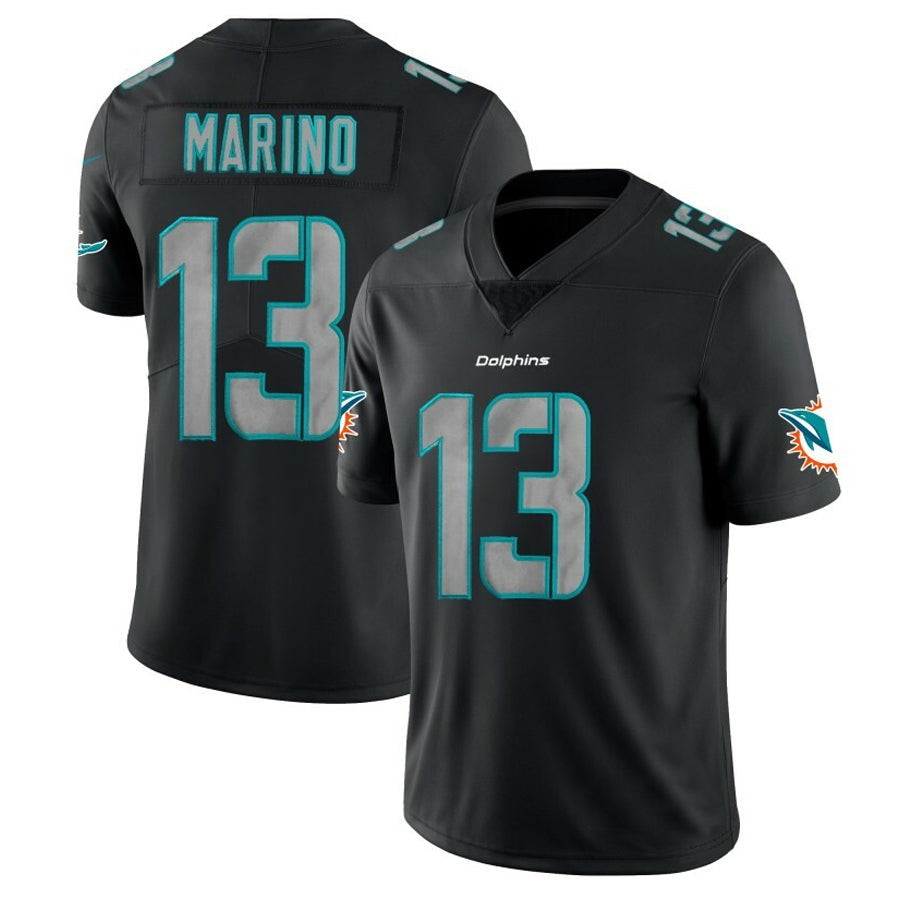 Fenge M.Dolphins #13 Dan Marino Player Black Fashion Limited Game Stitched Jerseys