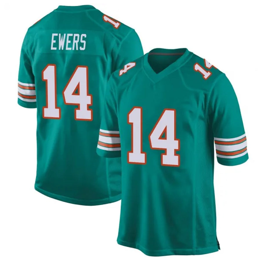 Fenge M.Dolphins #14 Quinn Ewers Player Aqua Game Stitched Jerseys