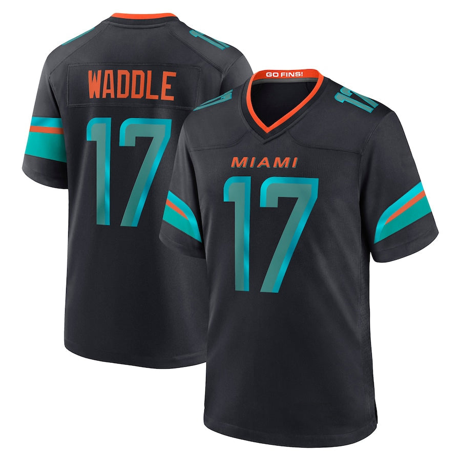Fenge M.Dolphins #17 Jaylen Waddle Player Blue Rivalries Collection Game Stitched Jerseys