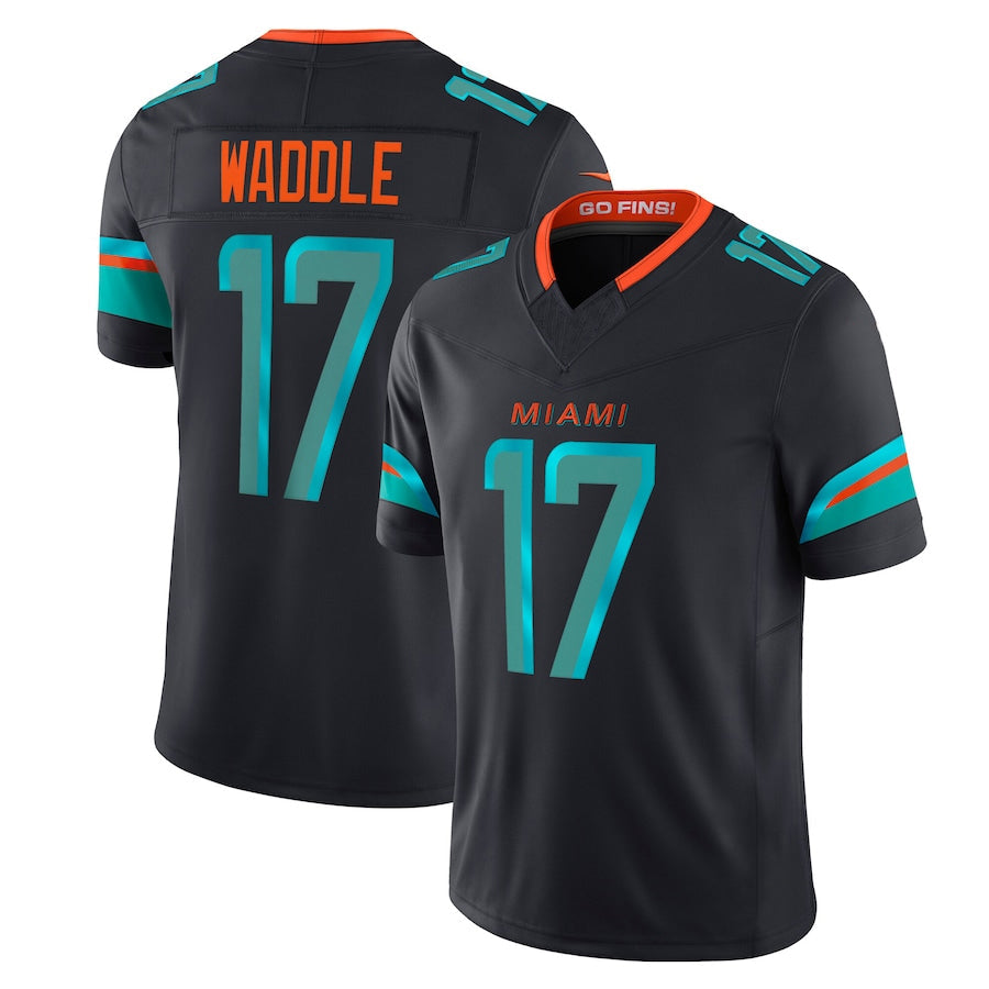 Fenge M.Dolphins #17 Jaylen Waddle Player Blue Rivalries Collection Vapor Limited Stitched Jerseys