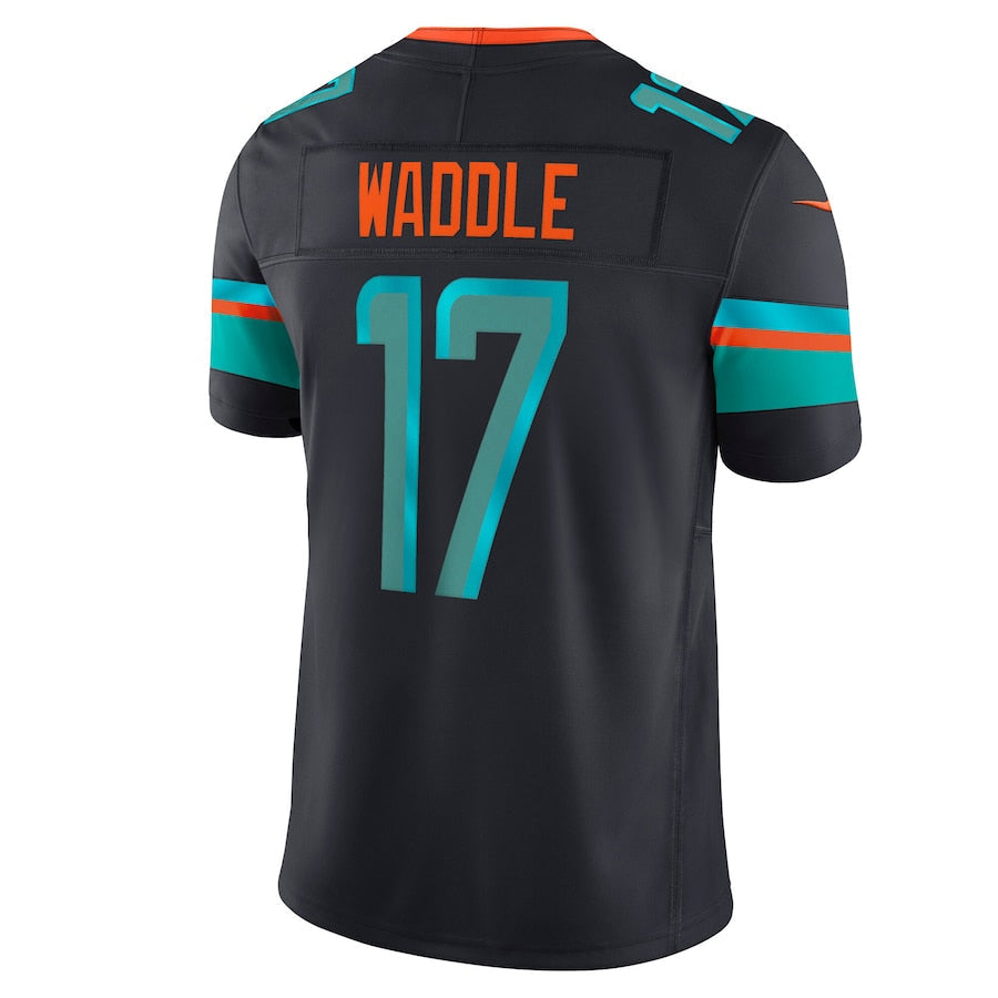 Fenge M.Dolphins #17 Jaylen Waddle Player Blue Rivalries Collection Vapor Limited Stitched Jersey