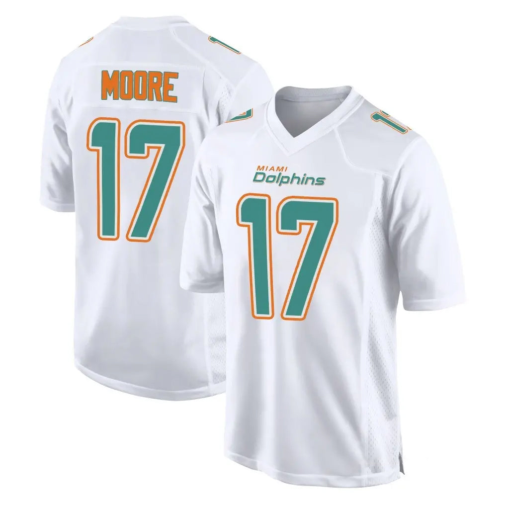 Fenge M.Dolphins #17 Trey Moore Player White Fashion Home Game Stitched Jerseys