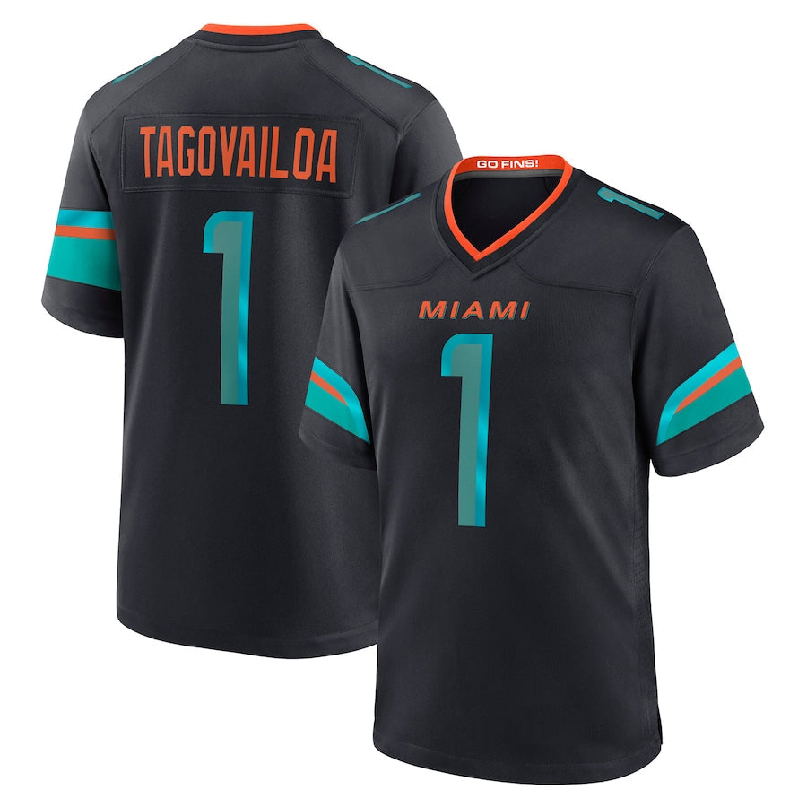 Fenge M.Dolphins #1 Tua Tagovailoa Player Blue Rivalries Collection Game Stitched Jersey