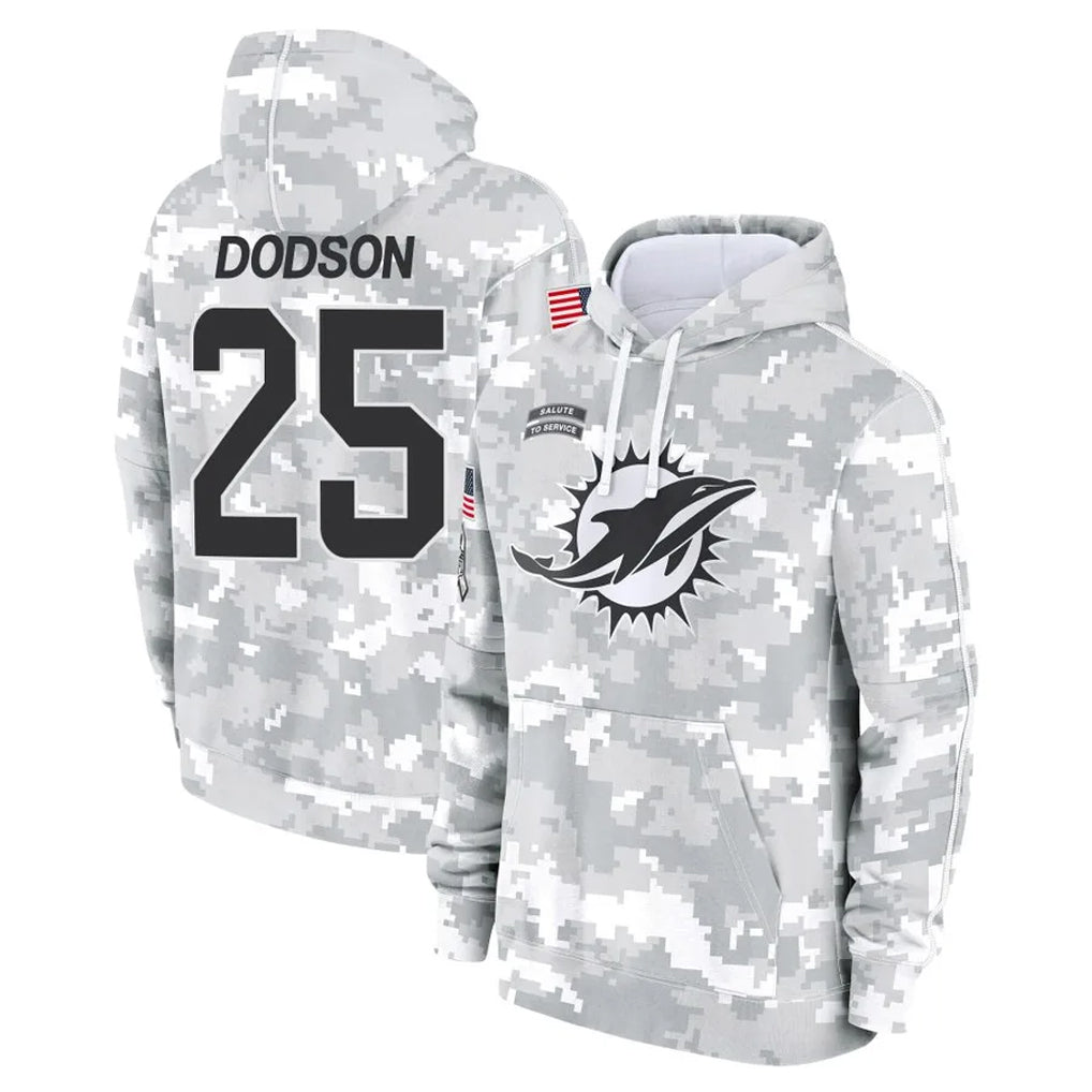 Fenge M.Dolphins #25 Tyrel Dodson Player Arctic Camo Salute to Service Hoodies Limited Game Stitched Jerseys